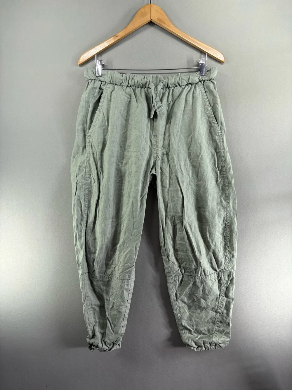 Everlane Women Drawstring Pant Linen Size Small Green Olive Summer Vacation
